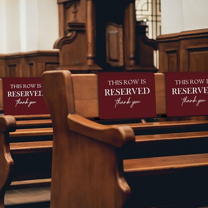 ChissNook Reserved Seating Chair Signs, This Row Is Reserved Pew Cloths Seating - Image 3
