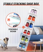 Clear Shoe Boxes Stackable 10 Pack Shoe Storage - Image 4