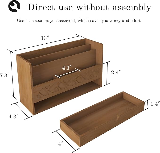 Bamboo Mail Organizer Countertop Desktop - Image 2