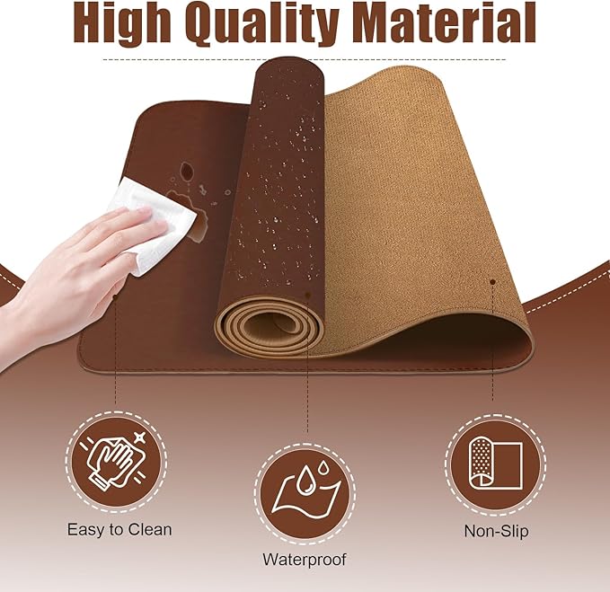 Leather Desk Pad Protector, 39.4'' X 17'' Large Mouse Pad, Office Desk Mat - Image 3