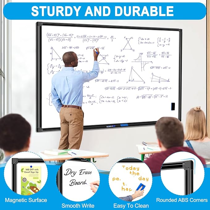 H-Qprobd 60"x40" White Board for Wall Large Magnetic Dry Erase Board - Image 5