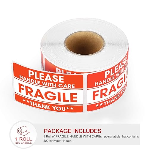 Methdic 2"x 3" Fragile Stickers 500 Labels Per Roll Strong Adhesive Labels - Image 3