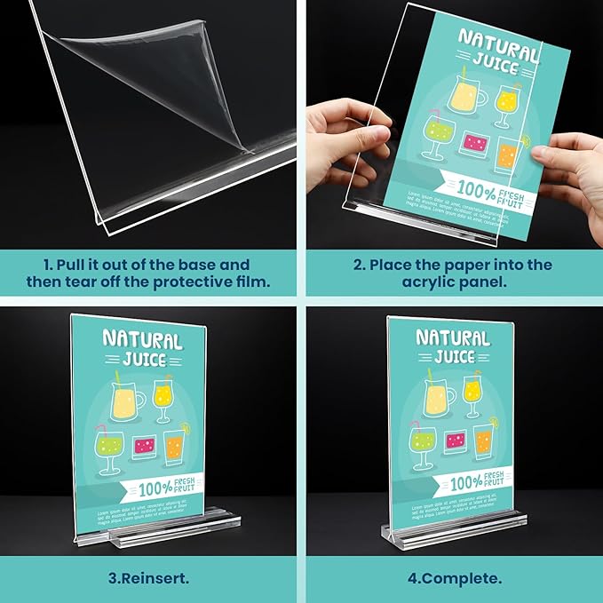 Acrylic Sign Holder, 15 Pack Vertical Clear Table Menu Display, Double Sided - Image 3