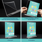 Acrylic Sign Holder, 15 Pack Vertical Clear Table Menu Display, Double Sided - Image 3
