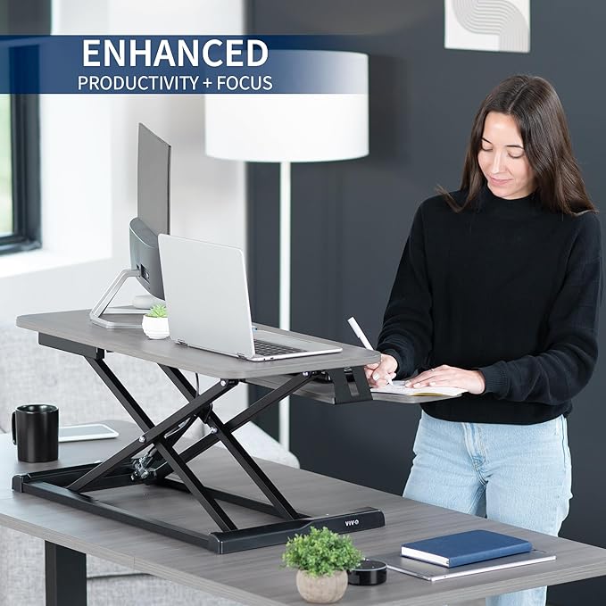 VIVO 32 inch Desk Converter, K Series, Height Adjustable Sit to Stand Riser - Image 4
