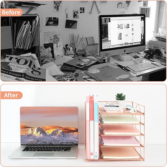 LEKETREE Desk Organizers and Accessories, 5-Tier Paper Letter Tray Organizer - Image 2