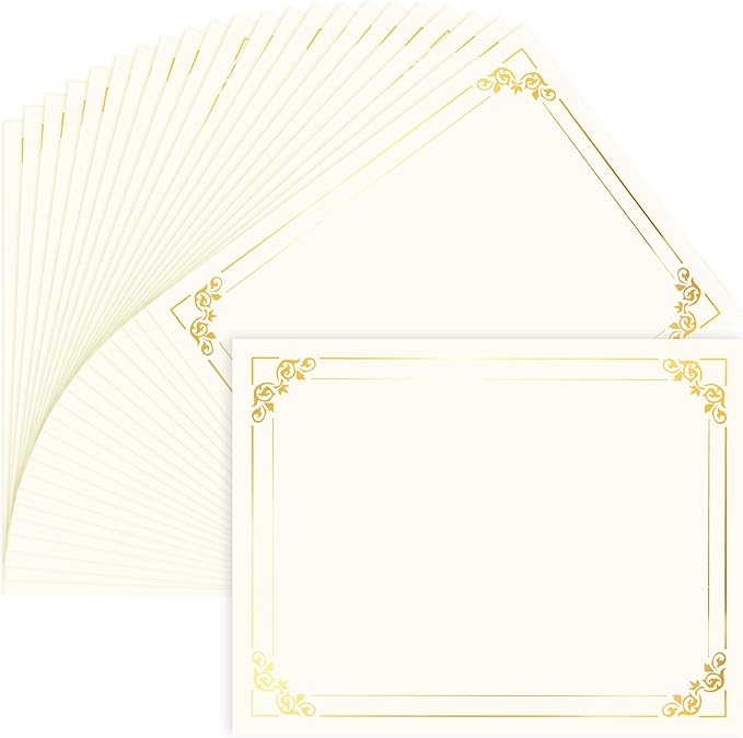 50 Sheets Gold Foil Border Certificate Paper, 8.5 x 11 Inch Letter Size by Unknown