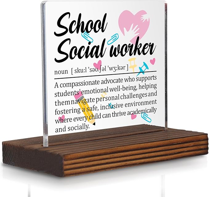School Social Worker Gifts, Thank You Desk Sign by Pariveca