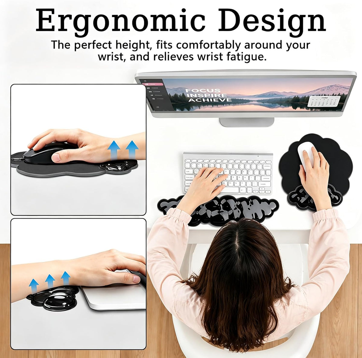 Gel Wrist Rest and Cloud Mouse Pad, for Keyboards and Mice - Ergonomic Pink K...