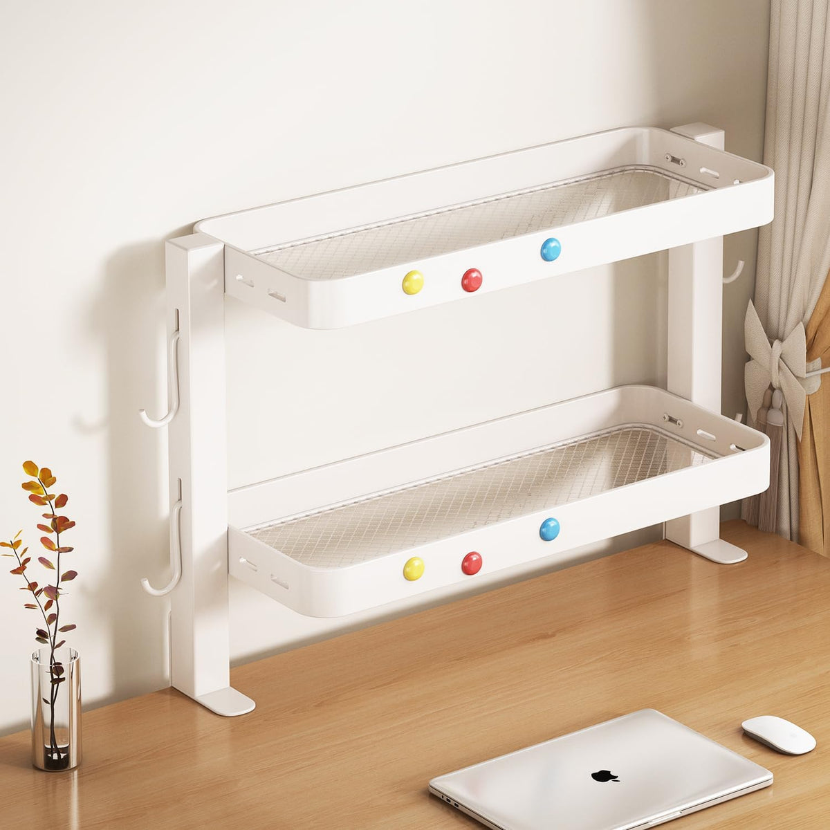 Clamp-On Desk Shelf Organizer, 2-Tier Metal Side Desktop Shelves