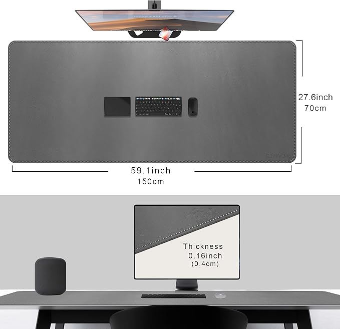 CENNBIE Leather Desk Mat, Extended Non-Slip Mouse Pad, Waterproof PU Leather - Image 2