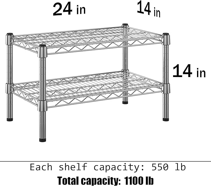 Regal Altair 14" Deep x 24" Wide x 14" Height Wire Shelving Kit | 2-Tier | NSF - Image 3