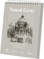 Fuxi Toned Gray Sketchbook 8x10, 60 Sheets Acid-Free Drawing Paper, Spiral by SketchBook
