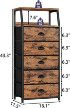 Furnulem Tall 5 Drawers Dresser, Vertical Storage Tower Fabric Dresser - Image 3