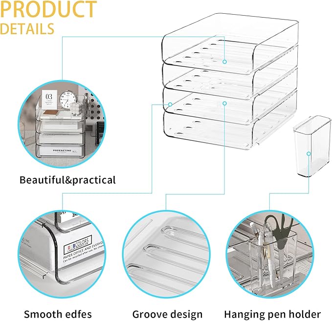 FANXIYQ 4-Tier Acrylic Paper Tray Organizer - Image 5