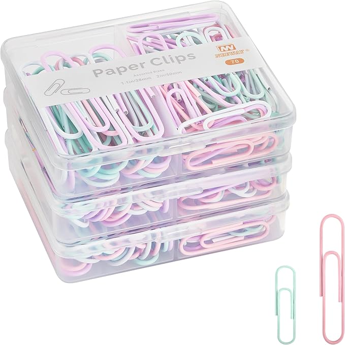NEEWAY Colorful Paper Clips Assorted Sizes, Small and Large Paperclips by NEEWAY
