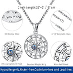 Compass Necklace for Women Men 925 Sterling Silver Pendant Urn Necklaces for - Image 3