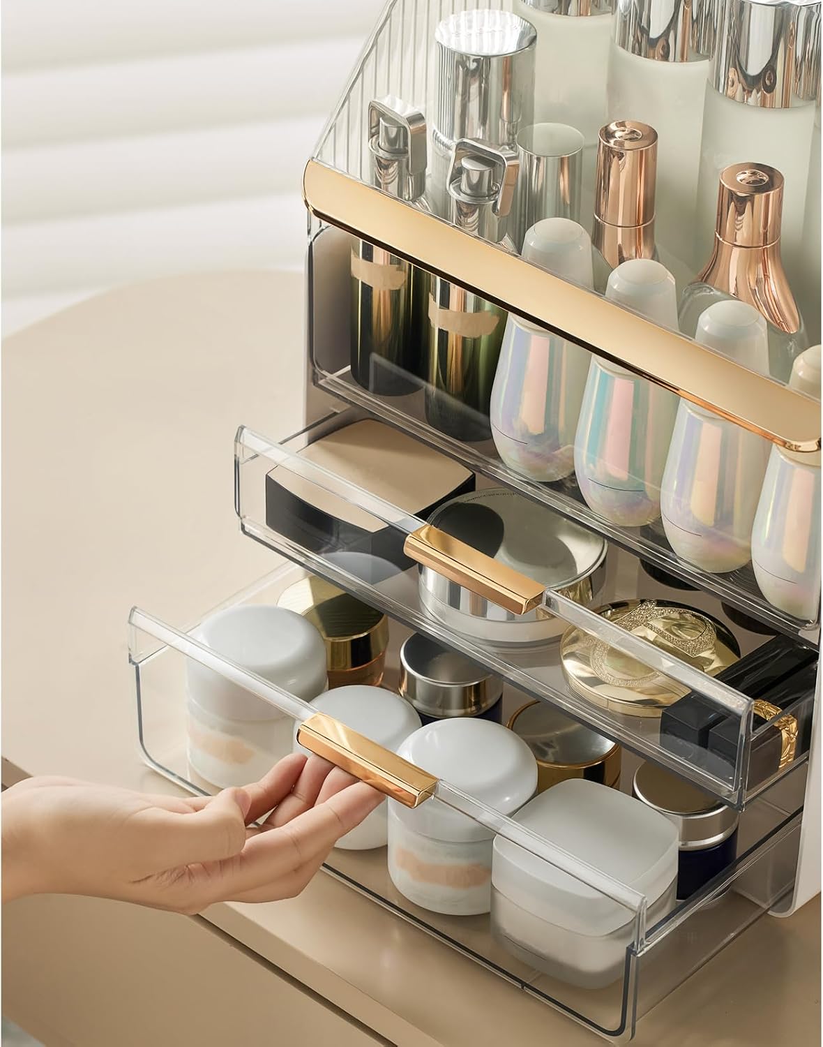 Omeily Makeup Organizer Countertop Vanity Cosmetic Skincares Organizer