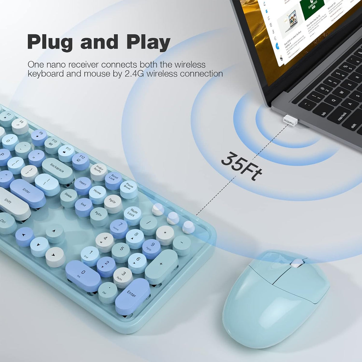 Dilter Wireless Keyboard and Mouse Combo, 104 Keys Full-Sized Typewriter Keyb...