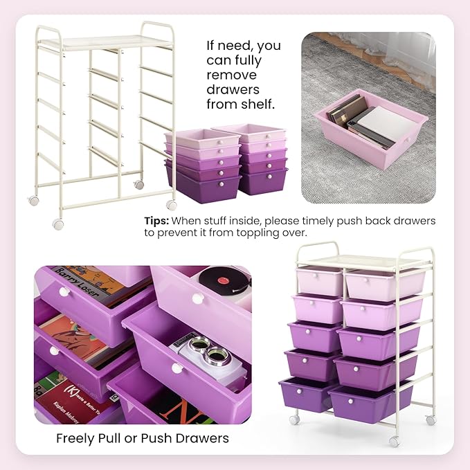 GLACER 10 Drawer Rolling Cart, Storage Cart - Image 4
