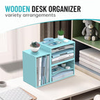 SHARKWOODS Wood Desk Organizer, 3 Tier Paper Tray Organizer - Image 3