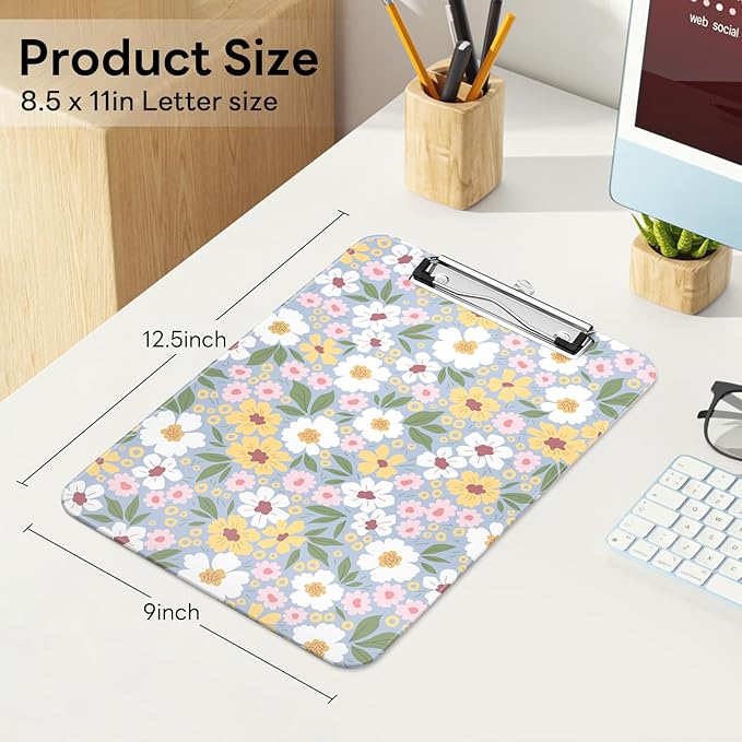 Luminzo Plastic Cute Clipboard Low-Profile Metal Clip, A4 Letter Size 9 x 12.5 - Image 2