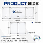 48” x 18” Foldable Whiteboard Dry Erase Board Large Tri Folding Whiteboard - Image 2