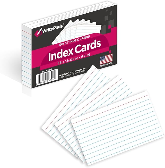 KAISA Lined Index Card 3"x5" Index Cards Flashcards, Blank on Back Index Cards - Image 2