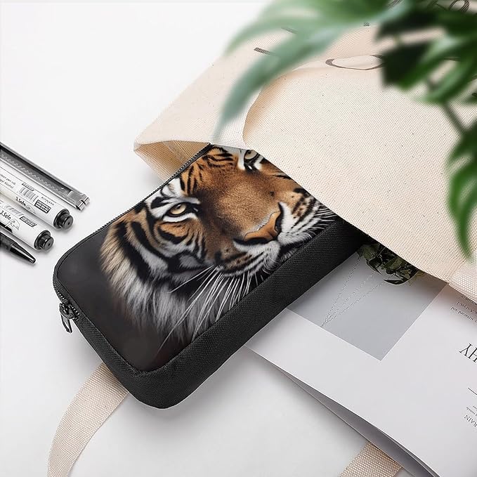 BWQJKUO Pencil Pen Case, Tiger Printed Pouch Big Capacity Pen Bag - Image 5