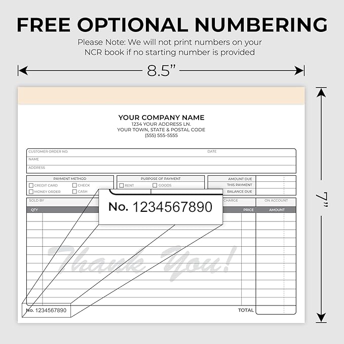 Custom 8.5" x 7" Carbonless NCR Books in 2-Part Duplicate Invoices, Work Orders - Image 4