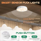 Warm Color LED Closet Lights Motion Sensor Puck Light, USB Rechargeable Battery - Image 6