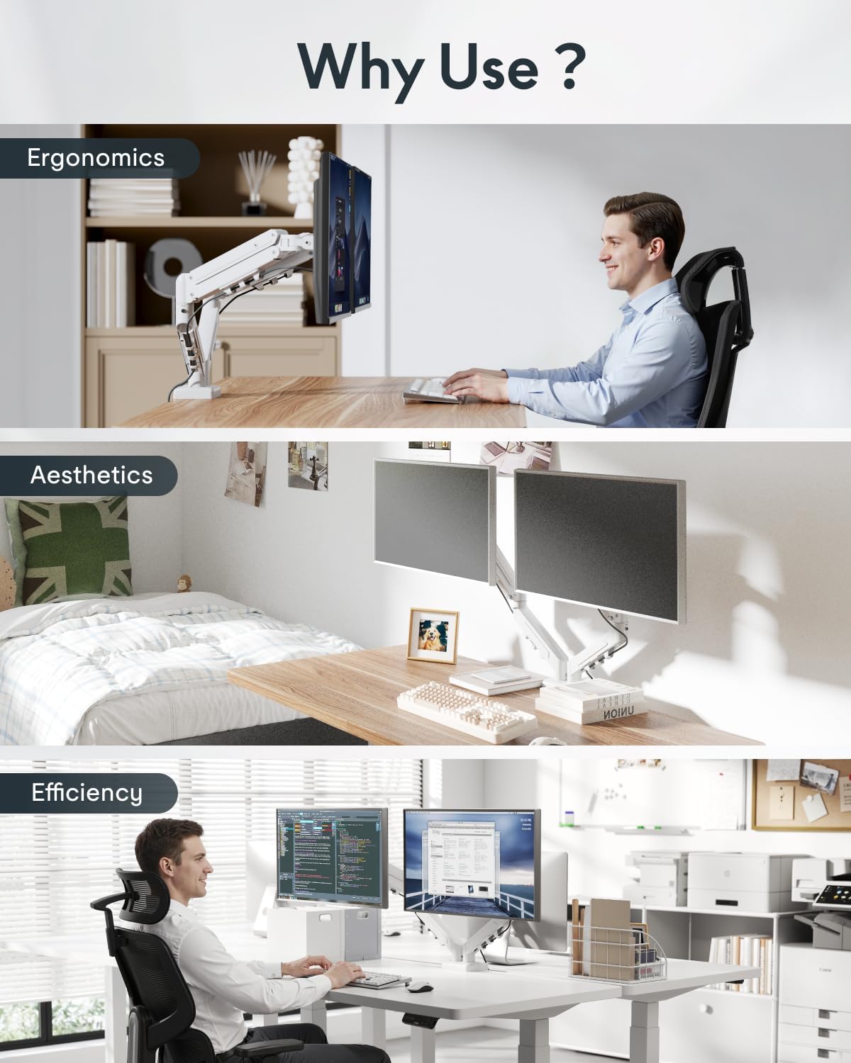 Flexispot Dual Monitor Arm, 17-32 Inch Monitor Mount up to 19.84 lbs, Fast In...