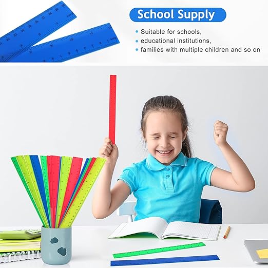 Zonon 500 Pcs 12 Inch Plastic Ruler Assorted Colors Rulers - Image 7