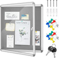 Geetery 26 x 28 Inch Enclosed Fabric Bulletin Board Tamperproof Lockable by Geetery