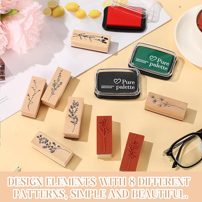 Tenare 8 Pieces Vintage Rubber Stamps Decorative - Image 3