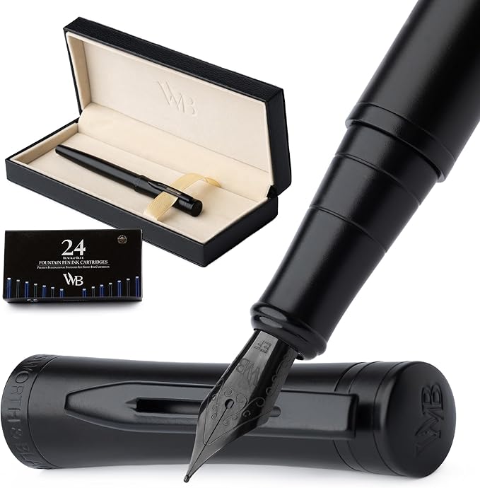 Wordsworth & Black Fountain Pen Set, Extra Fine Nib, Includes 24 Pack Ink by WordsworthBlack