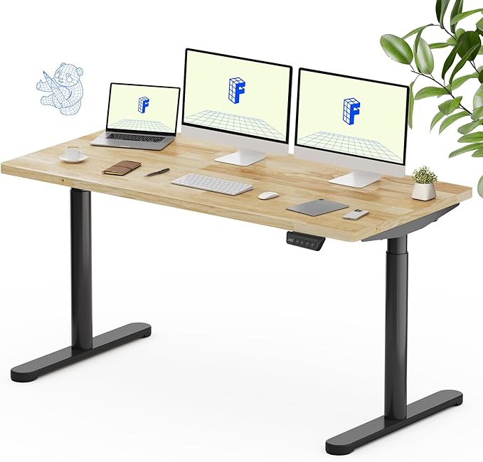 FLEXISPOT Solid Rubberwood Electric Standing Desk by FlexiSpot