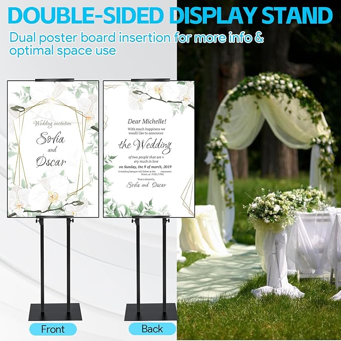 Noliven 4 PCS Adjustable Poster Stand, Double-Sided Freestanding Pedestal Sign - Image 6