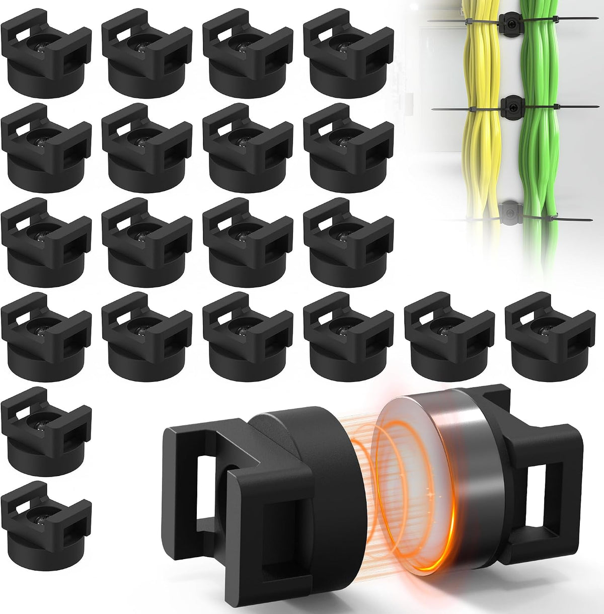Magnetic Zip Tie Mount, 25LBS Strong Magnetic Wire Holder, Multipurpose Magne...