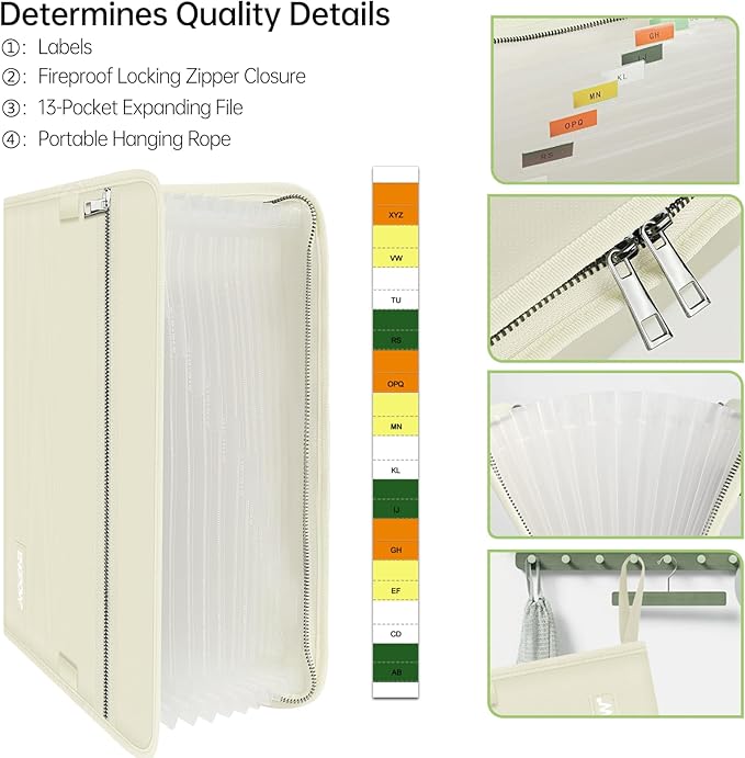ENGPOW Accordion File Organizer, Fireproof 13 Pockets Expanding File Folder - Image 5