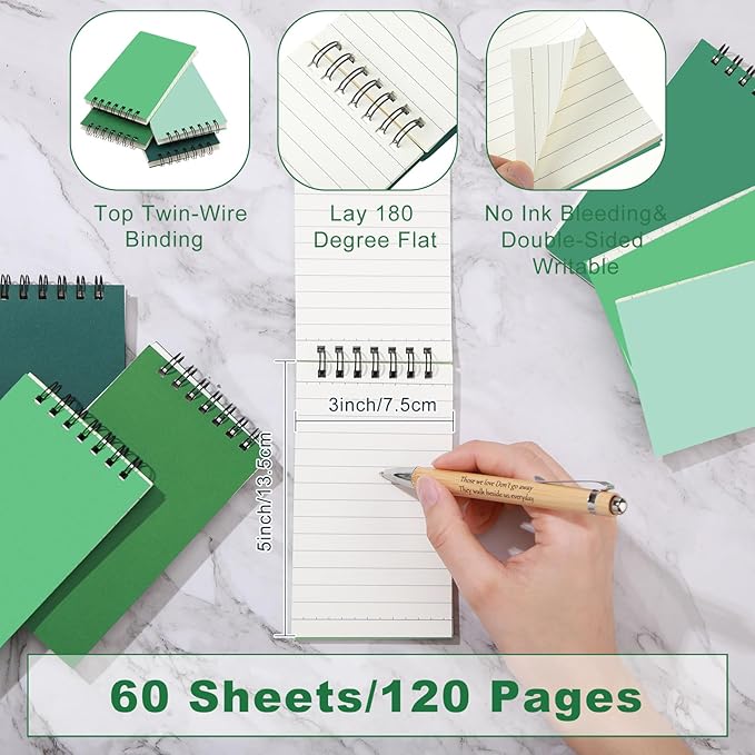 Tenceur 8 Pcs Pocket Notebook Bulk Small 3x5 Inch Spiral Notepads Mini Top - Image 2