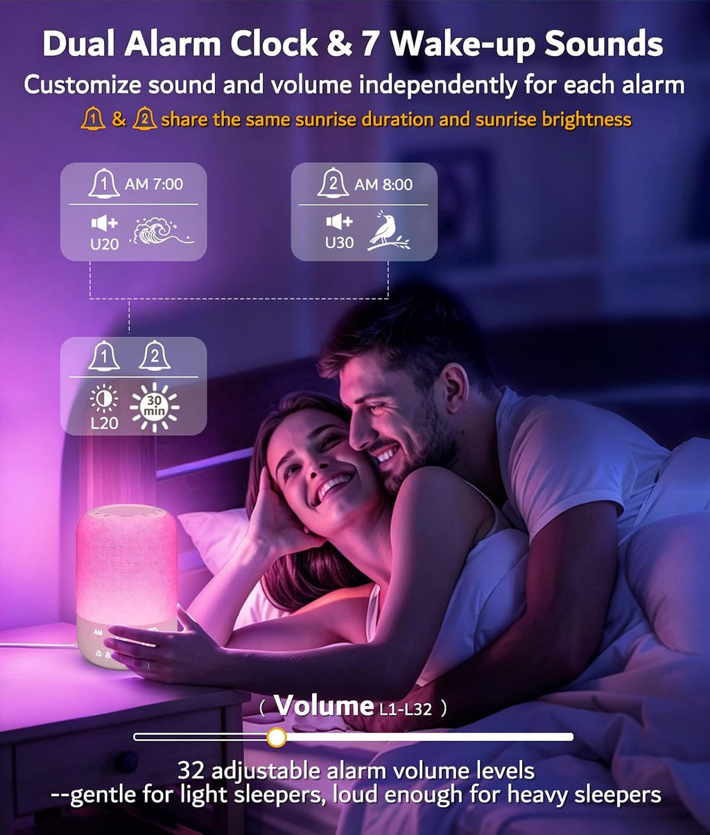 jber sunrise alarm clock, wake up light with, side view