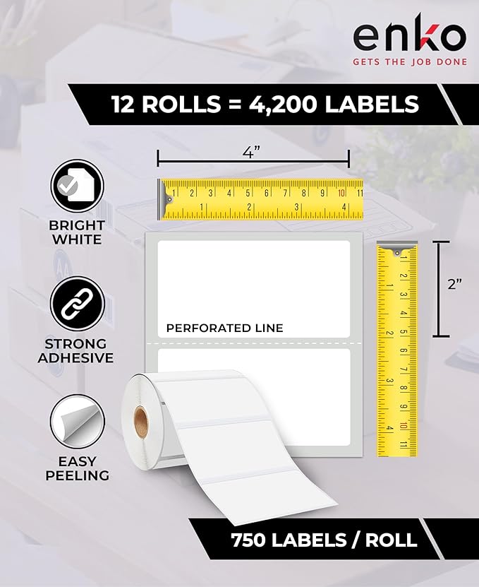 enKo 4" x 2" Labels for Zebra Desktop Printers - Image 2