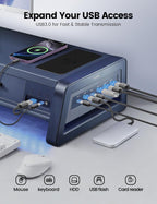 vaydeer all-in-one dual monitor stand riser with 2, close-up detail