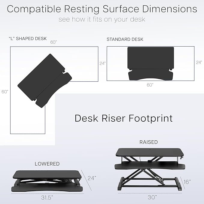 VIVO 32 inch Desk Converter, K Series, Height Adjustable Sit to Stand Riser - Image 6