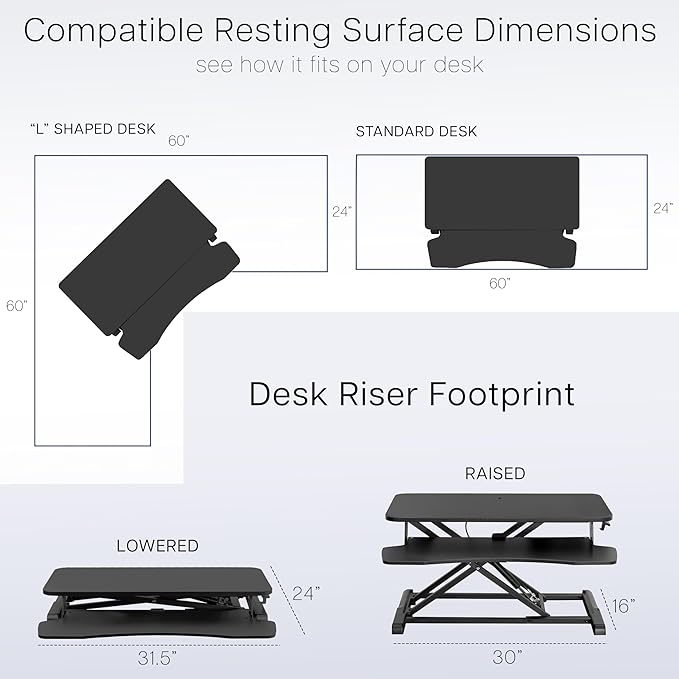 VIVO 32 inch Desk Converter, K Series, Height Adjustable Sit to Stand Riser - Image 6