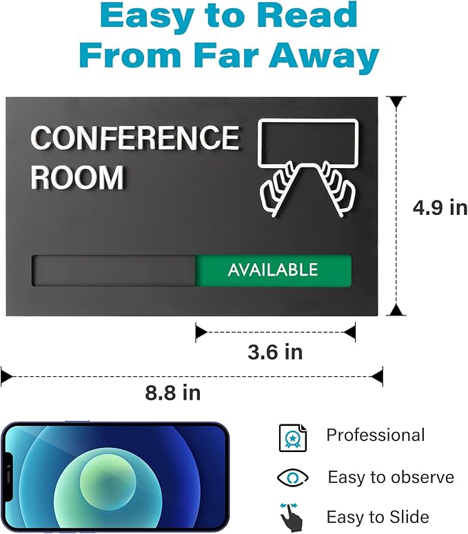 Office Door Signs for Conference Room, Meeting In Progress Door Sign, In Use - Image 3