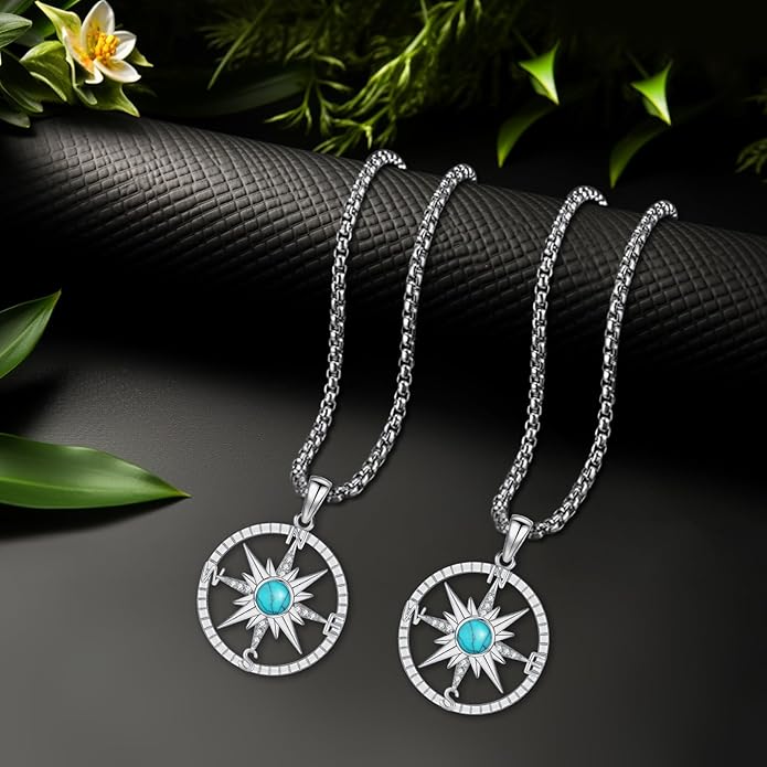 Compass Necklace for Women Men 925 Sterling Silver Pendant Urn Necklaces for - Image 5