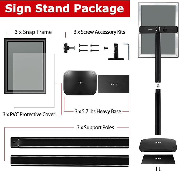 VAIIGO 3 Pack Heavy Duty Sign Holder Stand 11x17 Inch - Image 9