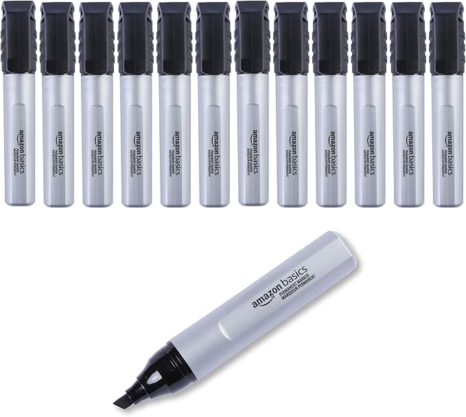 Amazon Basics Large Chisel Tip Permanent Markers by AmazonBasics